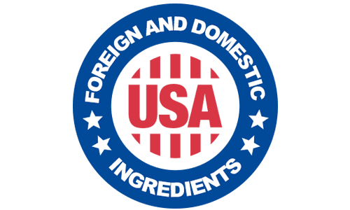Made in the USA with foreign and domestic ingredients